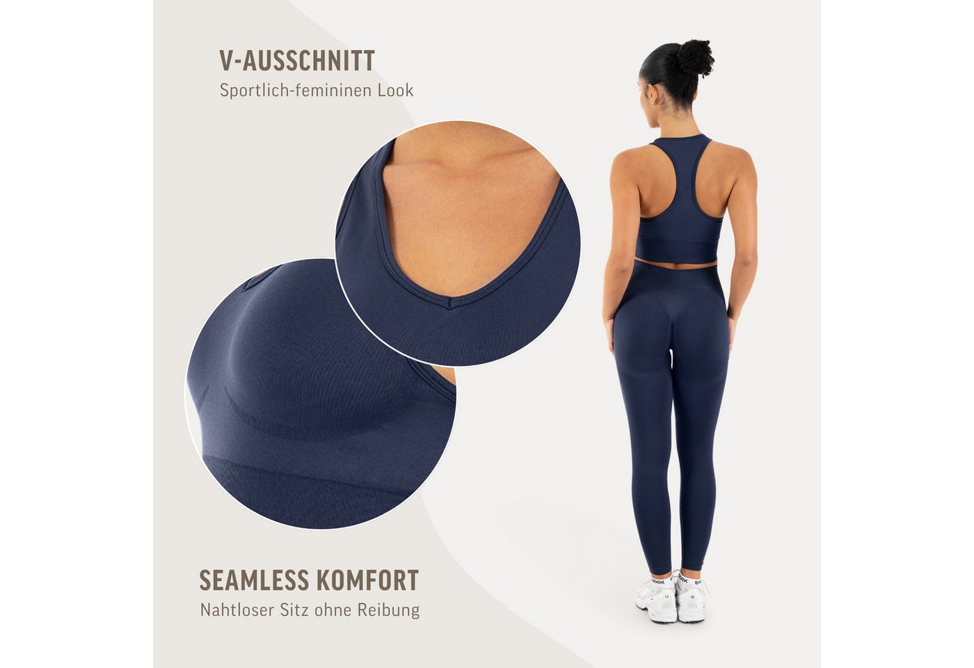 Smilodox Sport-BH Vonda, Sport Top Damen, Gym-BH für Workouts,Training & Yoga V-Ausschnitt, Seamless, Shaped Fit, Support-Bund, elastisch – Bild 5 von 5