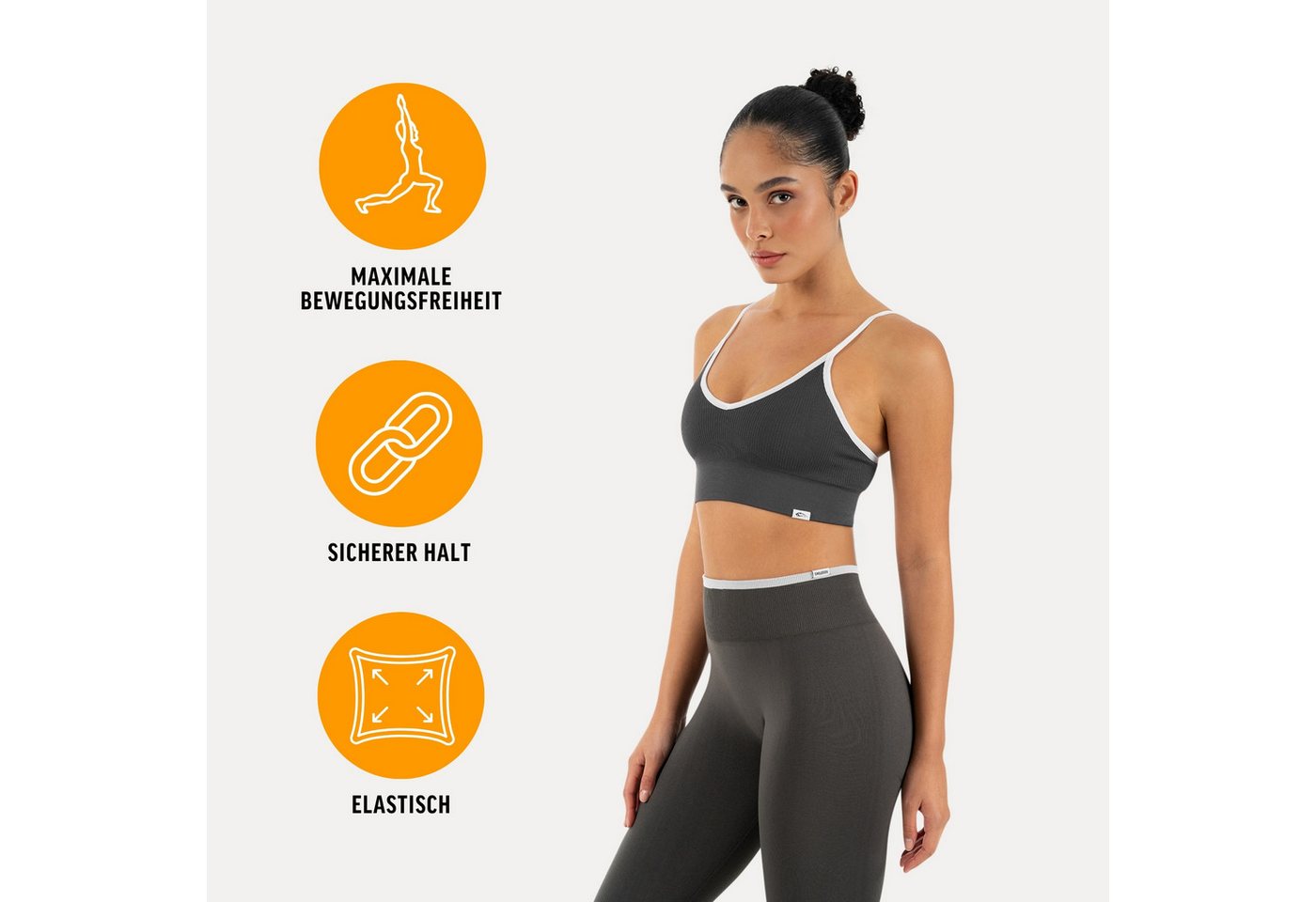 Smilodox Sport-BH Yari, Fitness- BH Damen, Shaped Fit, Bra mit Rippstruktur, Gym Rippstruktur, verstellbare Träger, Shaped Fit, weiches Material – Bild 2 von 5