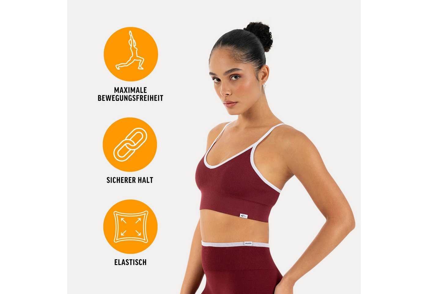 Smilodox Sport-BH Yari, Fitness- BH Damen, Shaped Fit, Bra mit Rippstruktur, Gym Rippstruktur, verstellbare Träger, Shaped Fit, weiches Material – Bild 2 von 5