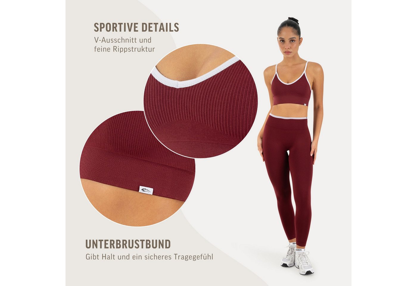 Smilodox Sport-BH Yari, Fitness- BH Damen, Shaped Fit, Bra mit Rippstruktur, Gym Rippstruktur, verstellbare Träger, Shaped Fit, weiches Material – Bild 5 von 5