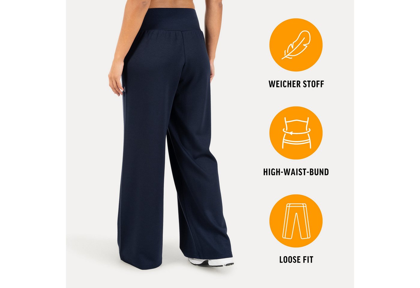 Smilodox Stoffhose Jorina, Elegante Freizeithose, High Waist, V-Shape, Casual & Business Loose Fit Business Pants, Wide Leg, Stretch Bund, Bewegungsfreiheit – Bild 2 von 5