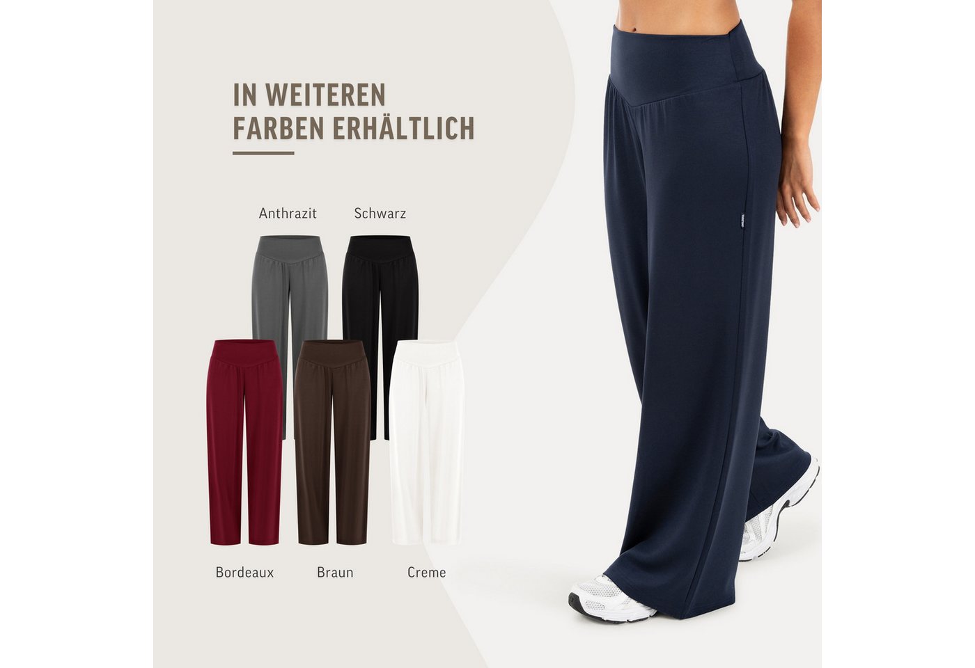 Smilodox Stoffhose Jorina, Elegante Freizeithose, High Waist, V-Shape, Casual & Business Loose Fit Business Pants, Wide Leg, Stretch Bund, Bewegungsfreiheit – Bild 4 von 5