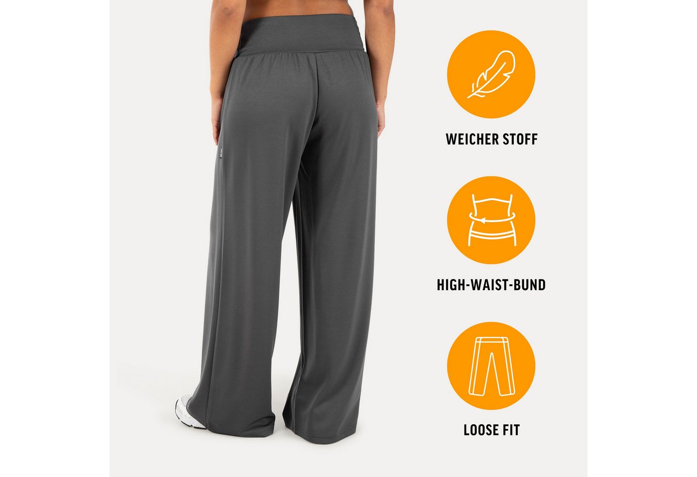Smilodox Stoffhose Jorina, Elegante Freizeithose, High Waist, V-Shape, Casual & Business Loose Fit Business Pants, Wide Leg, Stretch Bund, Bewegungsfreiheit – Bild 2 von 5