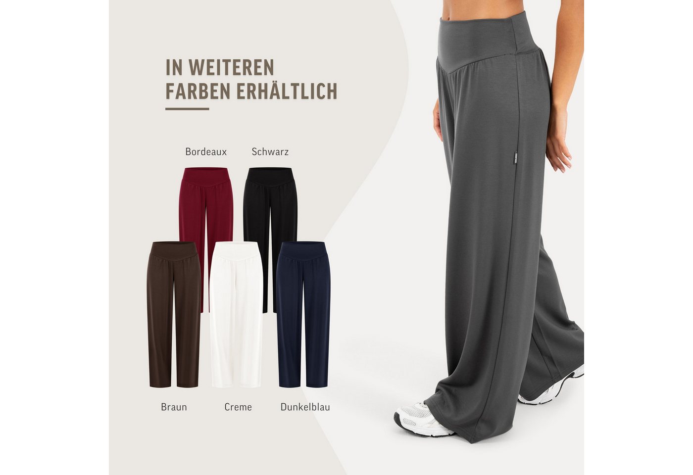 Smilodox Stoffhose Jorina, Elegante Freizeithose, High Waist, V-Shape, Casual & Business Loose Fit Business Pants, Wide Leg, Stretch Bund, Bewegungsfreiheit – Bild 4 von 5