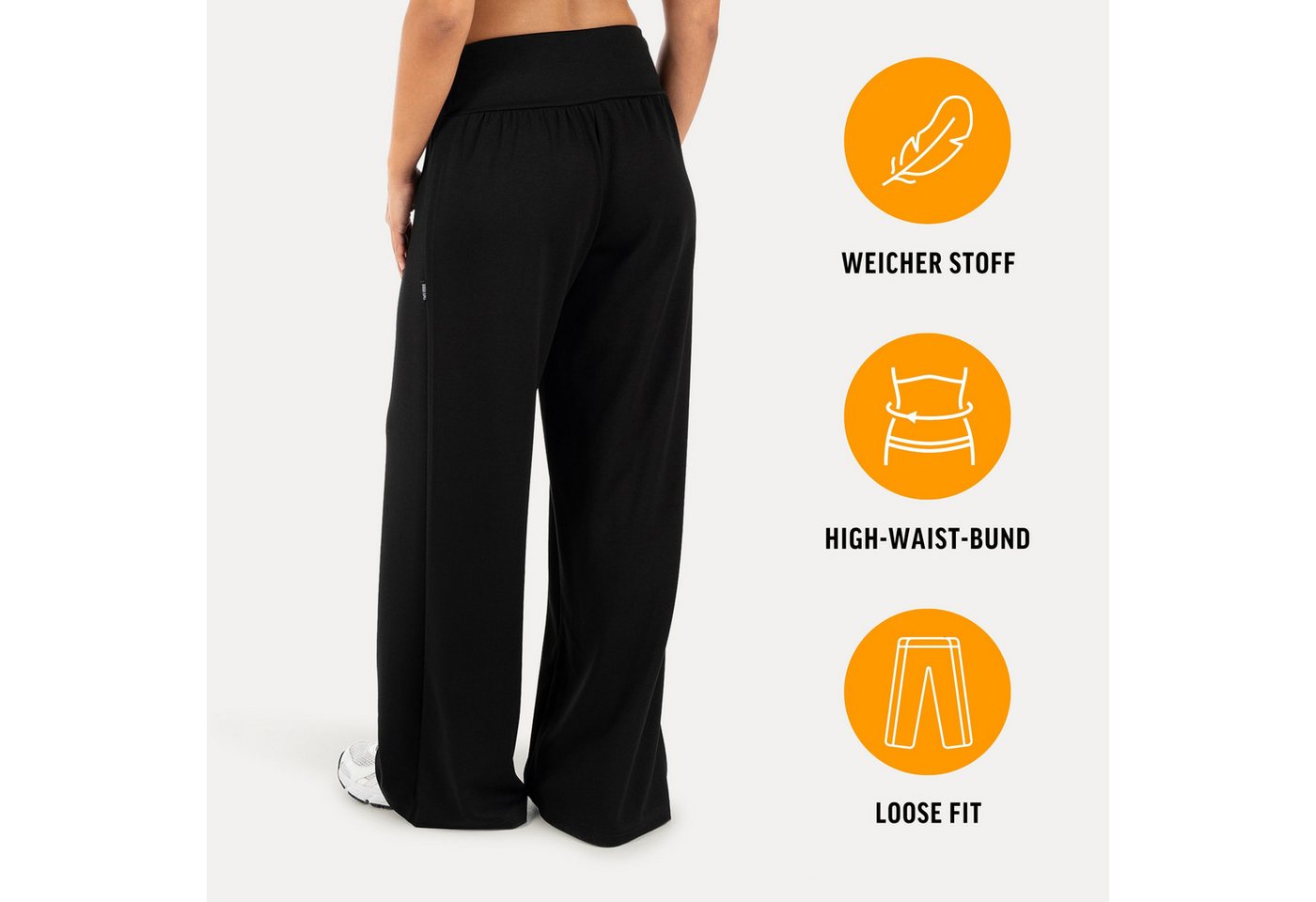 Smilodox Stoffhose Jorina, Elegante Freizeithose, High Waist, V-Shape, Casual & Business Loose Fit Business Pants, Wide Leg, Stretch Bund, Bewegungsfreiheit – Bild 2 von 5
