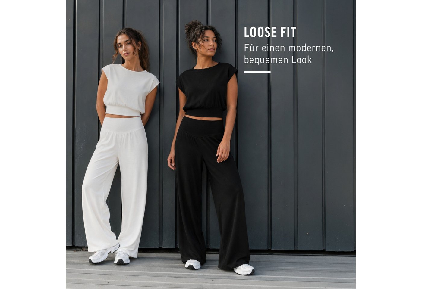 Smilodox Stoffhose Jorina, Elegante Freizeithose, High Waist, V-Shape, Casual & Business Loose Fit Business Pants, Wide Leg, Stretch Bund, Bewegungsfreiheit – Bild 3 von 5
