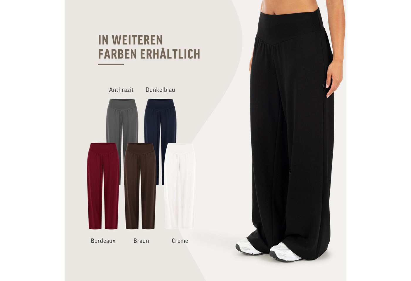 Smilodox Stoffhose Jorina, Elegante Freizeithose, High Waist, V-Shape, Casual & Business Loose Fit Business Pants, Wide Leg, Stretch Bund, Bewegungsfreiheit – Bild 4 von 5