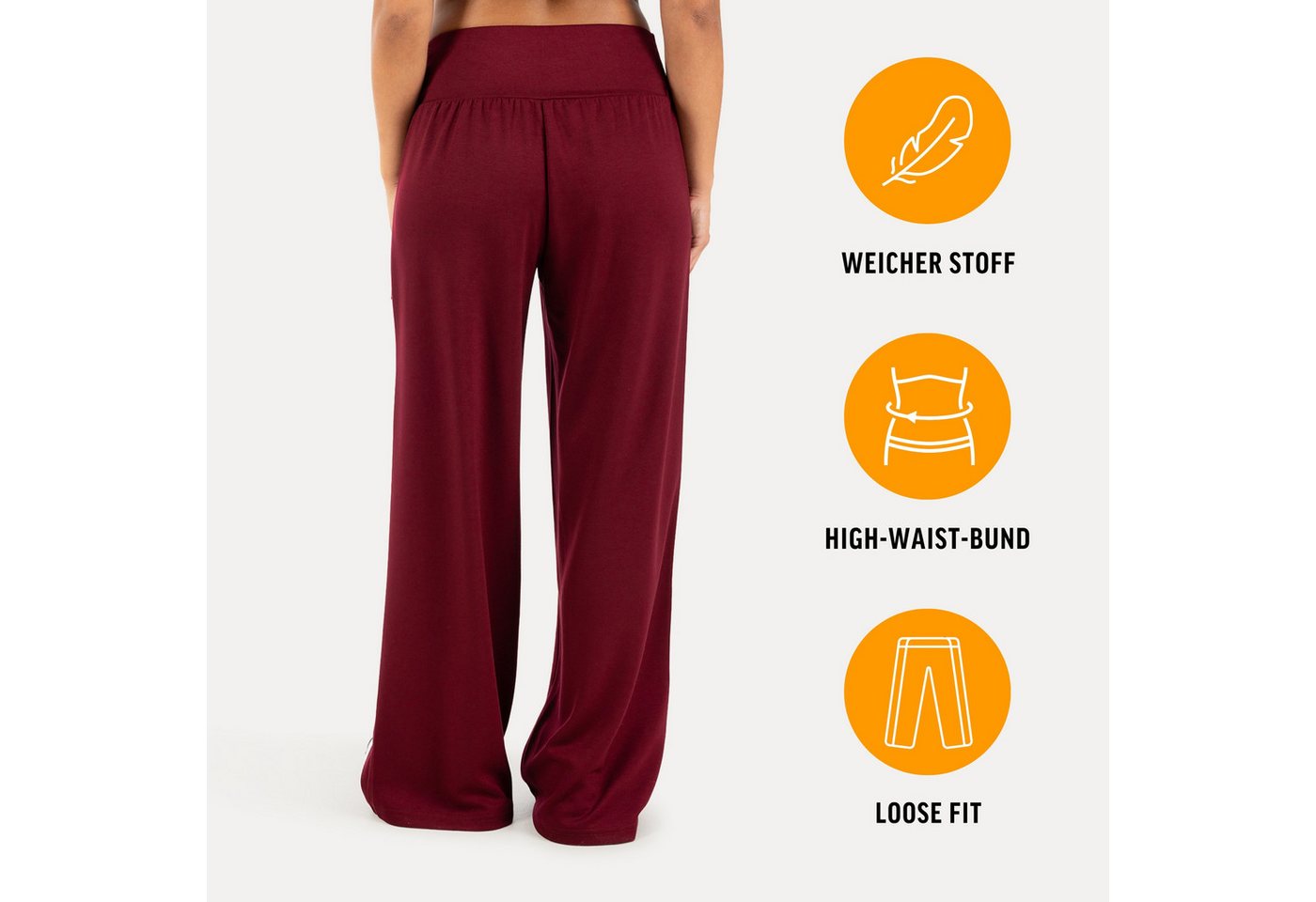 Smilodox Stoffhose Jorina, Elegante Freizeithose, High Waist, V-Shape, Casual & Business Loose Fit Business Pants, Wide Leg, Stretch Bund, Bewegungsfreiheit – Bild 2 von 5