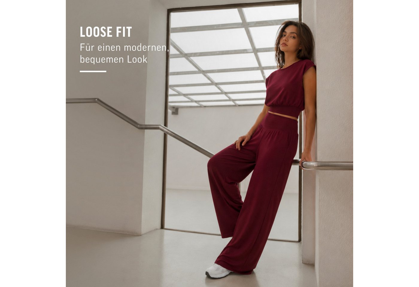 Smilodox Stoffhose Jorina, Elegante Freizeithose, High Waist, V-Shape, Casual & Business Loose Fit Business Pants, Wide Leg, Stretch Bund, Bewegungsfreiheit – Bild 3 von 5