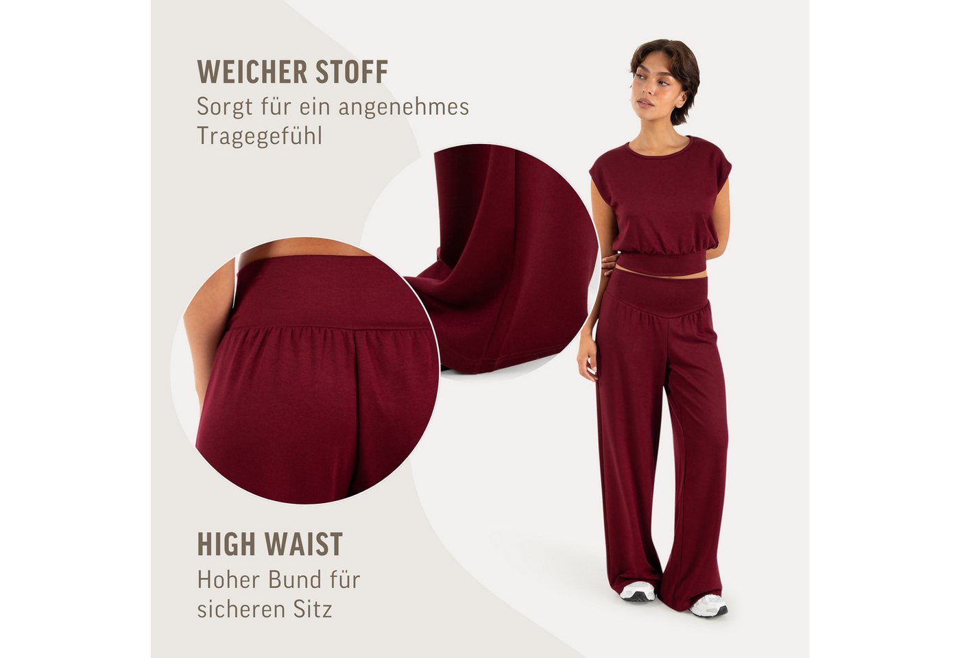 Smilodox Stoffhose Jorina, Elegante Freizeithose, High Waist, V-Shape, Casual & Business Loose Fit Business Pants, Wide Leg, Stretch Bund, Bewegungsfreiheit – Bild 5 von 5