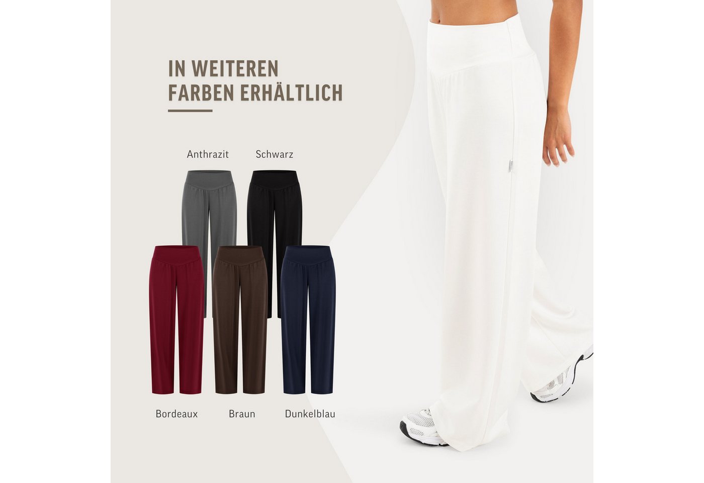 Smilodox Stoffhose Jorina, Elegante Freizeithose, High Waist, V-Shape, Casual & Business Loose Fit Business Pants, Wide Leg, Stretch Bund, Bewegungsfreiheit – Bild 4 von 5