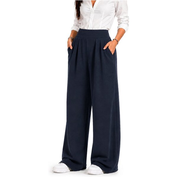 Smilodox Stoffhose Luvia, Elegante Freizeithose, Wide Leg, Stretch, Casual & Business Loose Fit Business Pants, elastischer Komfortbund, Bewegungsfreiheit