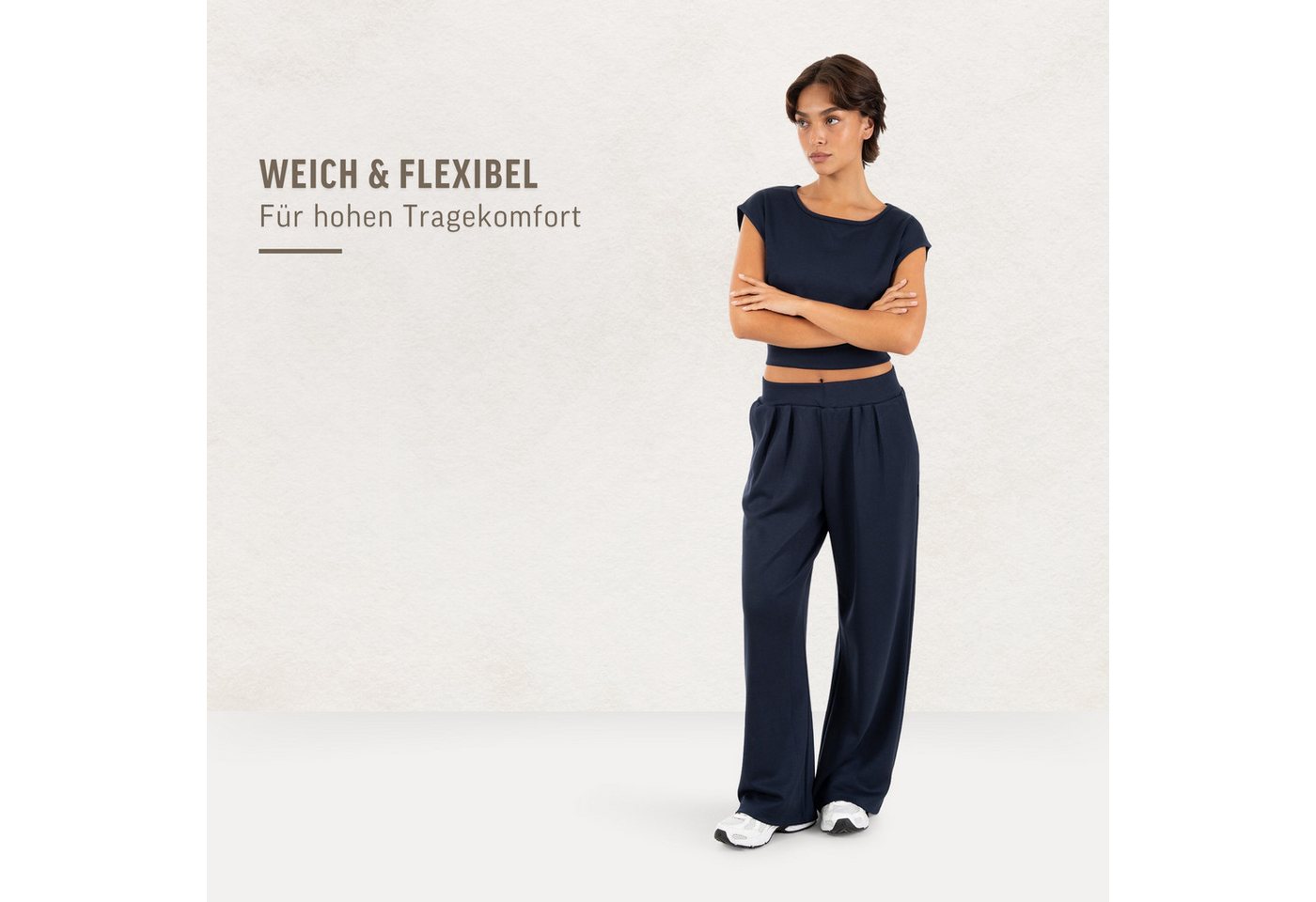 Smilodox Stoffhose Luvia, Elegante Freizeithose, Wide Leg, Stretch, Casual & Business Loose Fit Business Pants, elastischer Komfortbund, Bewegungsfreiheit – Bild 3 von 5