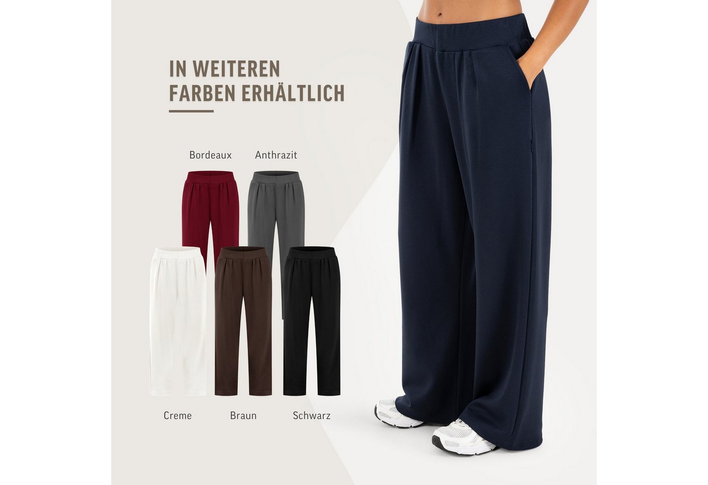 Smilodox Stoffhose Luvia, Elegante Freizeithose, Wide Leg, Stretch, Casual & Business Loose Fit Business Pants, elastischer Komfortbund, Bewegungsfreiheit – Bild 4 von 5