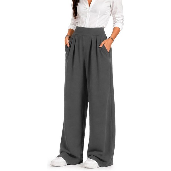 Smilodox Stoffhose Luvia, Elegante Freizeithose, Wide Leg, Stretch, Casual & Business Loose Fit Business Pants, elastischer Komfortbund, Bewegungsfreiheit