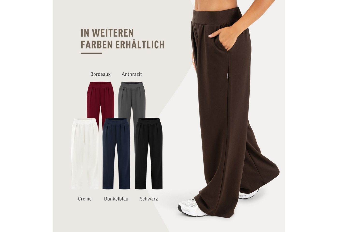 Smilodox Stoffhose Luvia, Elegante Freizeithose, Wide Leg, Stretch, Casual & Business Loose Fit Business Pants, elastischer Komfortbund, Bewegungsfreiheit – Bild 4 von 5