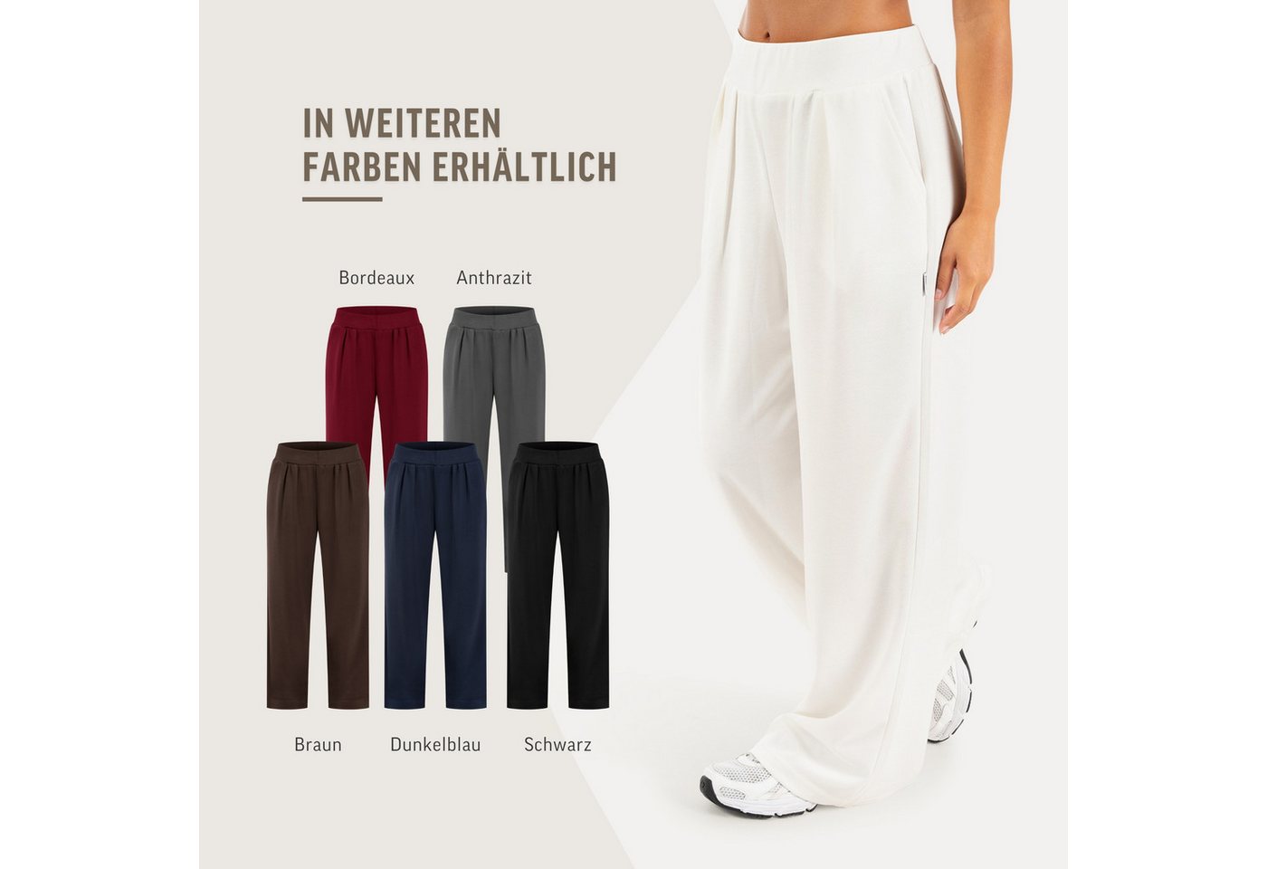 Smilodox Stoffhose Luvia, Elegante Freizeithose, Wide Leg, Stretch, Casual & Business Loose Fit Business Pants, elastischer Komfortbund, Bewegungsfreiheit – Bild 4 von 5