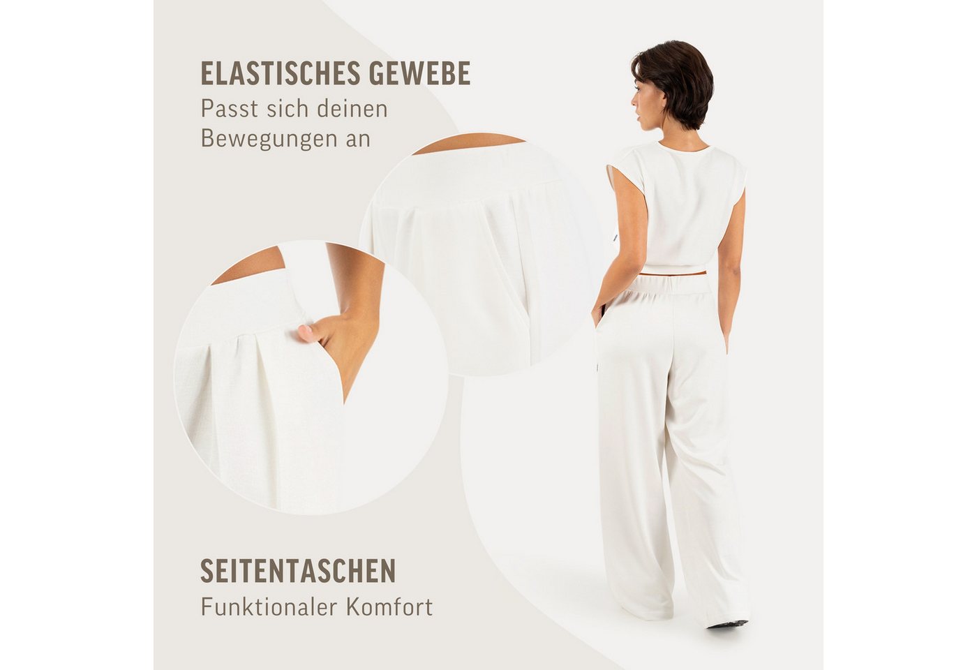 Smilodox Stoffhose Luvia, Elegante Freizeithose, Wide Leg, Stretch, Casual & Business Loose Fit Business Pants, elastischer Komfortbund, Bewegungsfreiheit – Bild 5 von 5