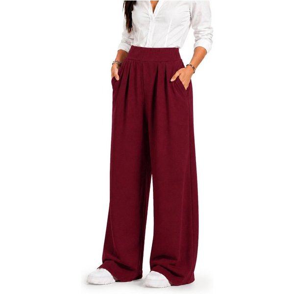 Smilodox Stoffhose Luvia, Elegante Freizeithose, Wide Leg, Stretch, Casual & Business Loose Fit Business Pants, elastischer Komfortbund, Bewegungsfreiheit