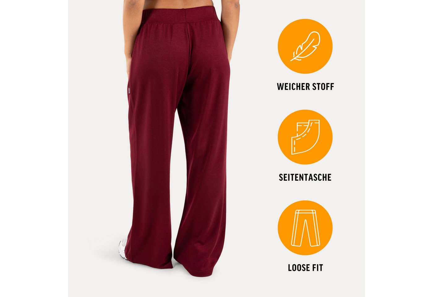 Smilodox Stoffhose Luvia, Elegante Freizeithose, Wide Leg, Stretch, Casual & Business Loose Fit Business Pants, elastischer Komfortbund, Bewegungsfreiheit – Bild 2 von 5