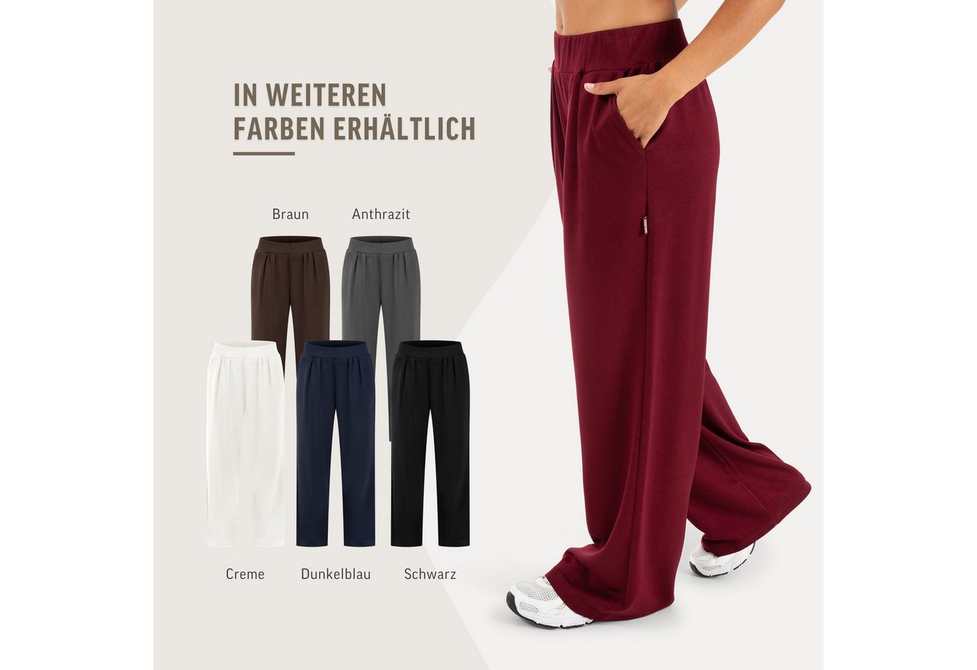 Smilodox Stoffhose Luvia, Elegante Freizeithose, Wide Leg, Stretch, Casual & Business Loose Fit Business Pants, elastischer Komfortbund, Bewegungsfreiheit – Bild 4 von 5