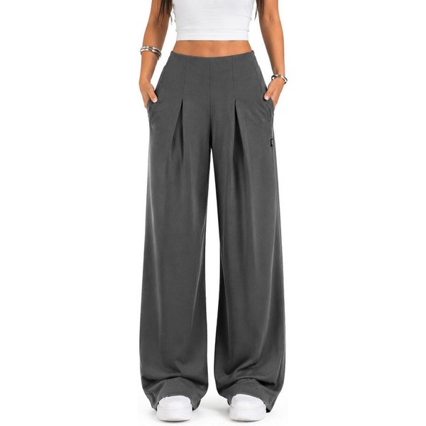 Smilodox Stoffhose Vanea, Elegante Freizeithose, Loose Fit, Wide Leg, Casual & Business Slip-On Business Pants, elastisch, Zierfalten, Bewegungsfreiheit