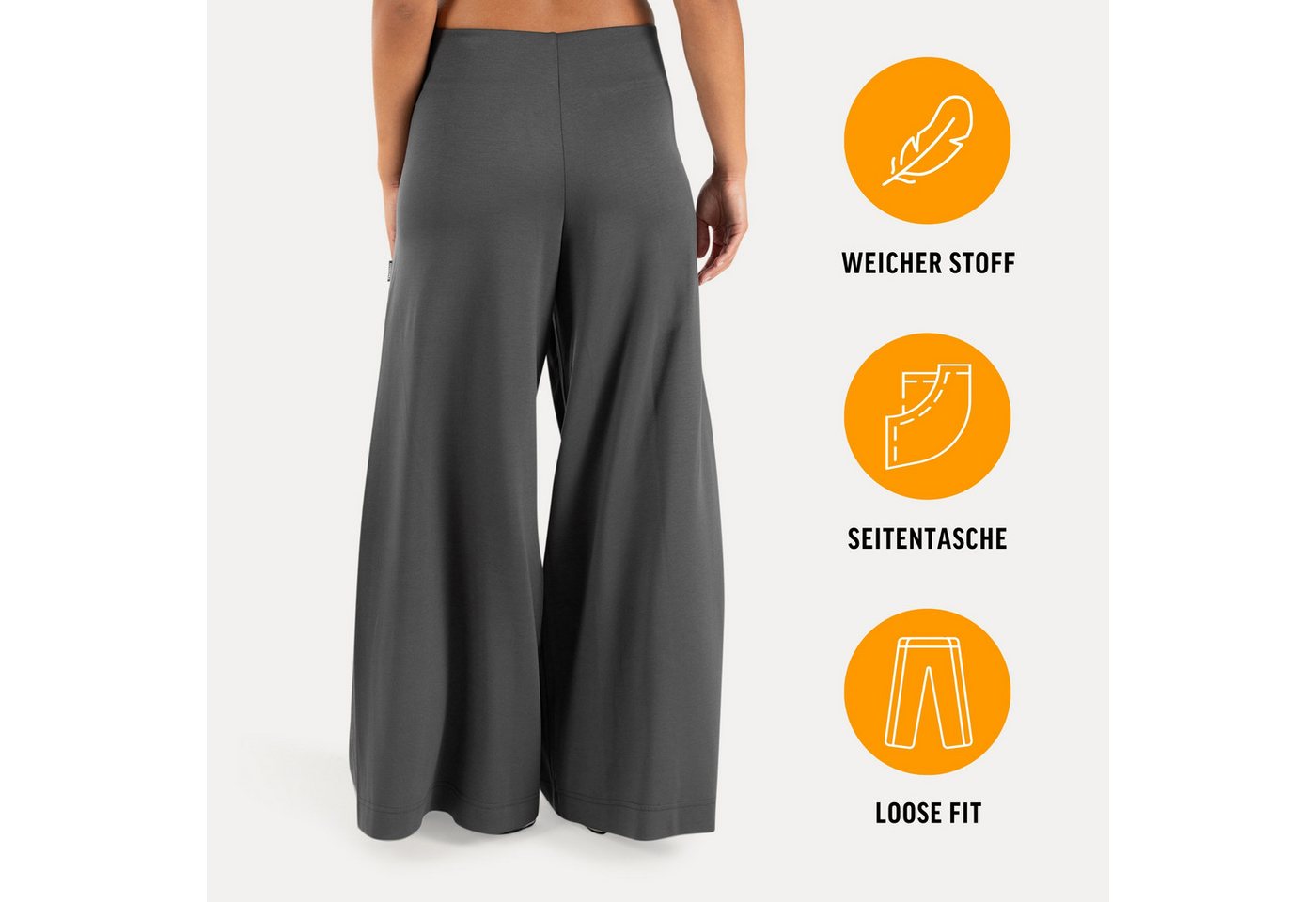 Smilodox Stoffhose Vanea, Elegante Freizeithose, Loose Fit, Wide Leg, Casual & Business Slip-On Business Pants, elastisch, Zierfalten, Bewegungsfreiheit – Bild 2 von 5