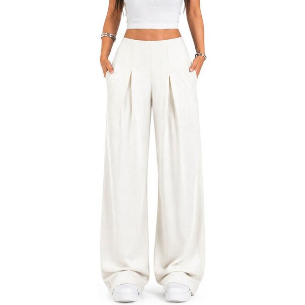 Smilodox Stoffhose Vanea, Elegante Freizeithose, Loose Fit, Wide Leg, Casual & Business Slip-On Business Pants, elastisch, Zierfalten, Bewegungsfreiheit