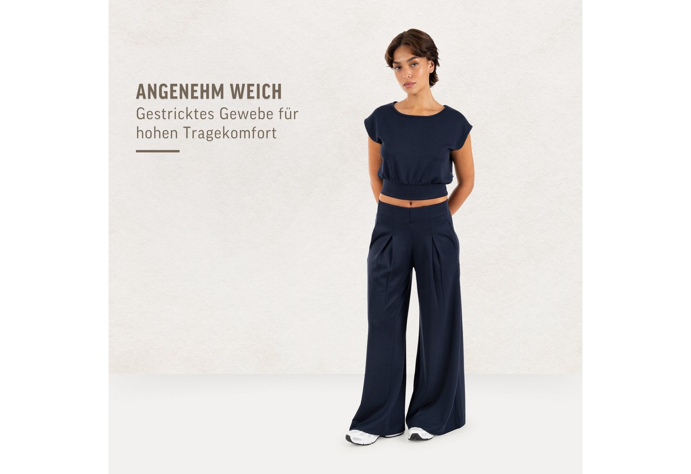 Smilodox Stoffhose Vanea, Elegante Freizeithose, Loose Fit, Wide Leg, Casual & Business Slip-On Business Pants, elastisch, Zierfalten, Bewegungsfreiheit – Bild 3 von 5