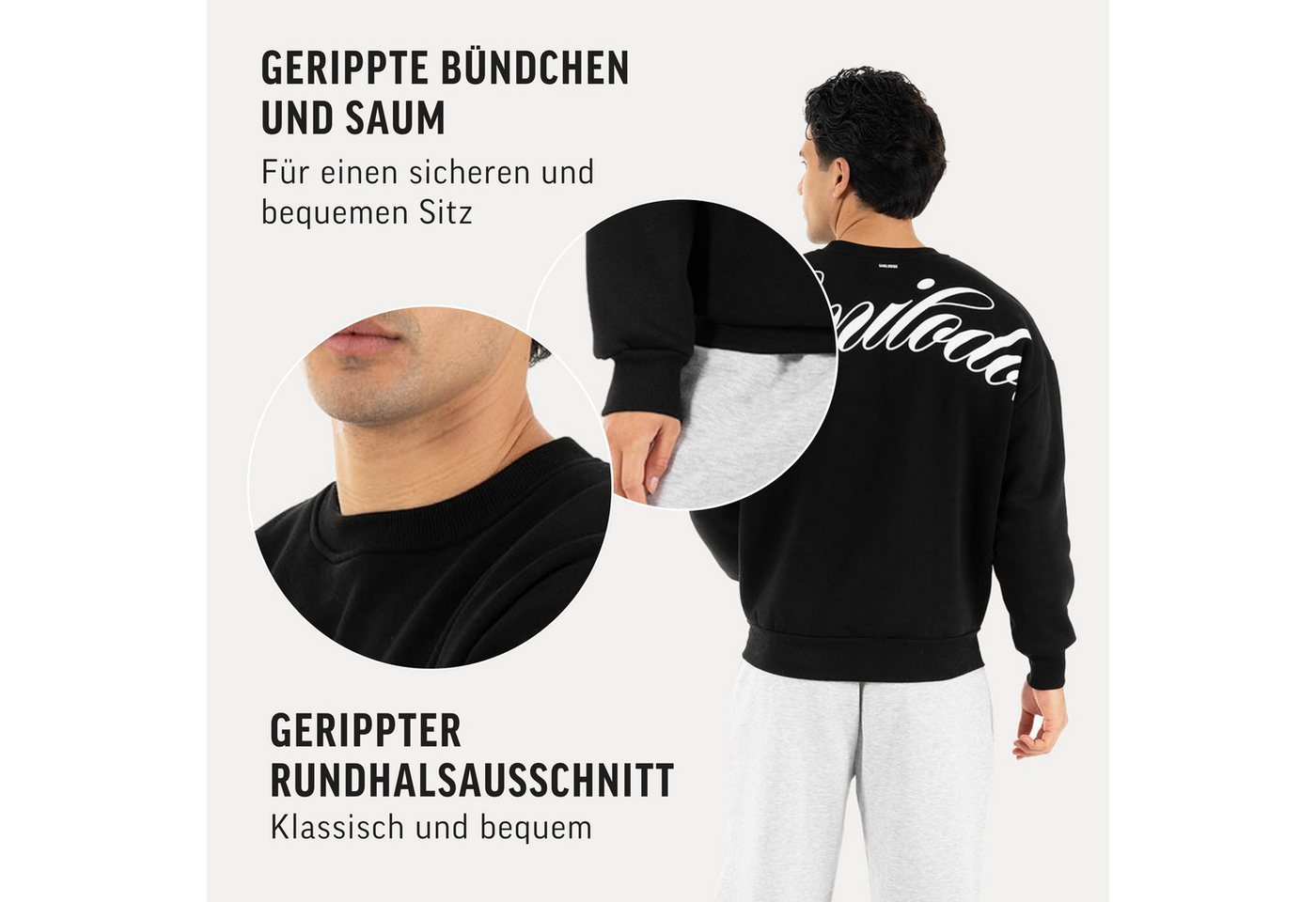 Smilodox Sweatshirt Feyd, Pullover Unisex Oversize Sweater mit Backprint & Logo weiches Material, Rippbündchen, Rundhals, Streetwear – Bild 5 von 5