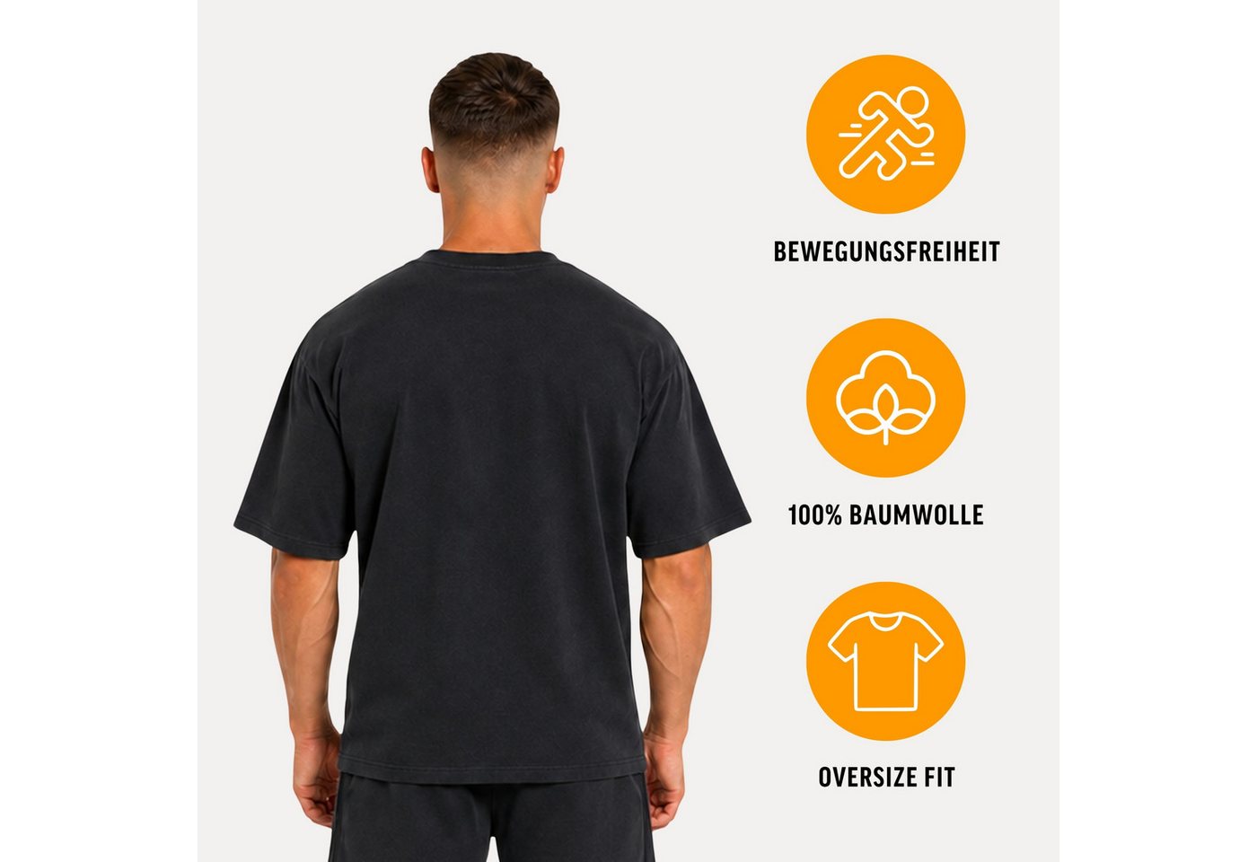 Smilodox T-Shirt Calvento, Oversize Shirt aus Baumwolle, Basic, für Streetwear & Gym Baggy, Loose Fit, Rundhals, weite Ärmel – Bild 2 von 5