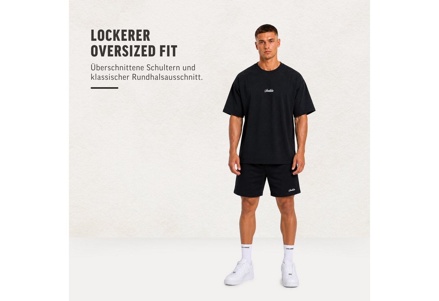 Smilodox T-Shirt Calvento, Oversize Shirt aus Baumwolle, Basic, für Streetwear & Gym Baggy, Loose Fit, Rundhals, weite Ärmel – Bild 3 von 5