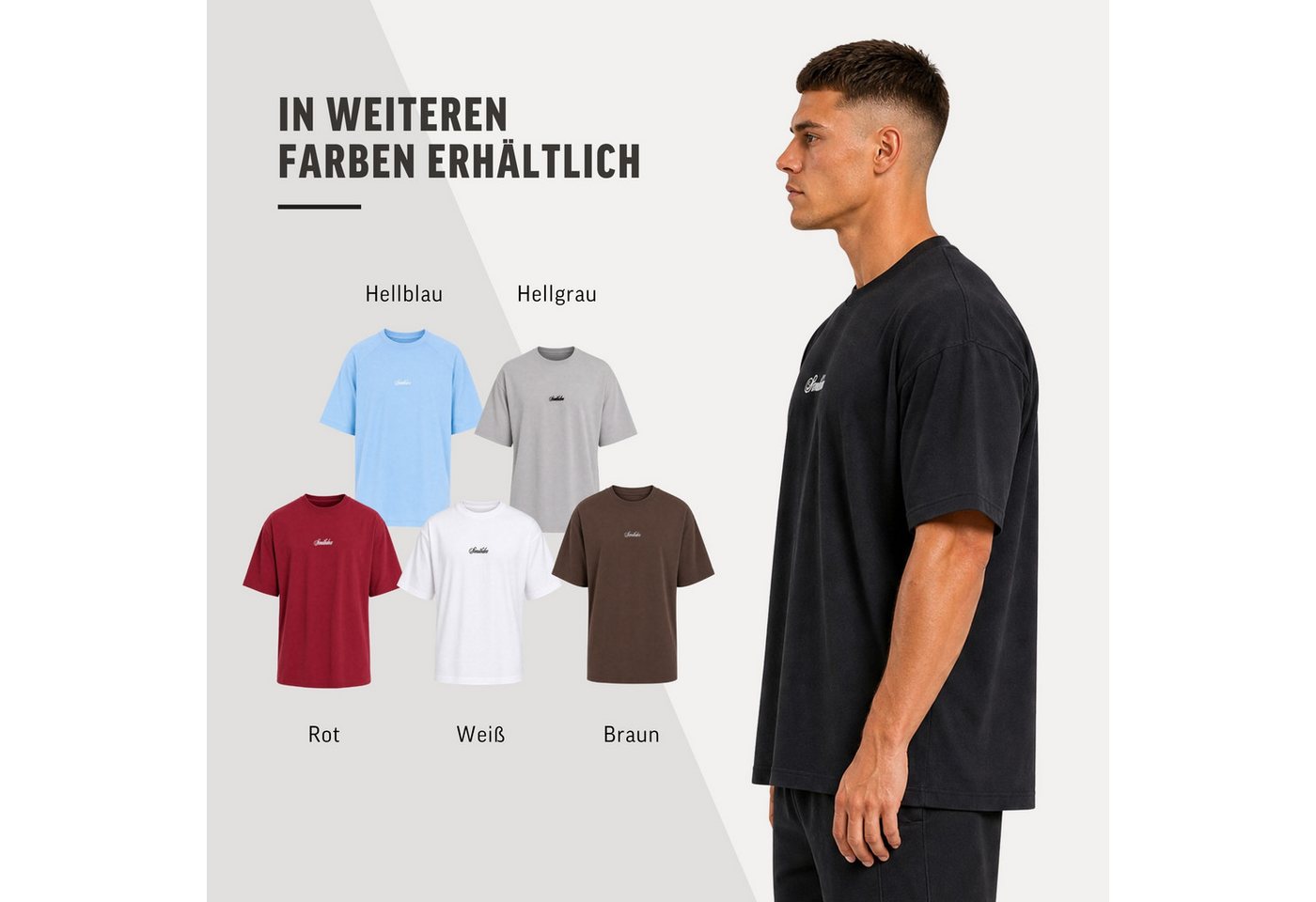 Smilodox T-Shirt Calvento, Oversize Shirt aus Baumwolle, Basic, für Streetwear & Gym Baggy, Loose Fit, Rundhals, weite Ärmel – Bild 4 von 5