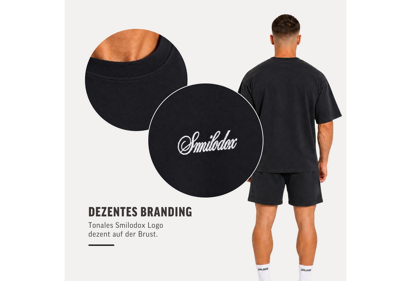 Smilodox T-Shirt Calvento, Oversize Shirt aus Baumwolle, Basic, für Streetwear & Gym Baggy, Loose Fit, Rundhals, weite Ärmel – Bild 5 von 5