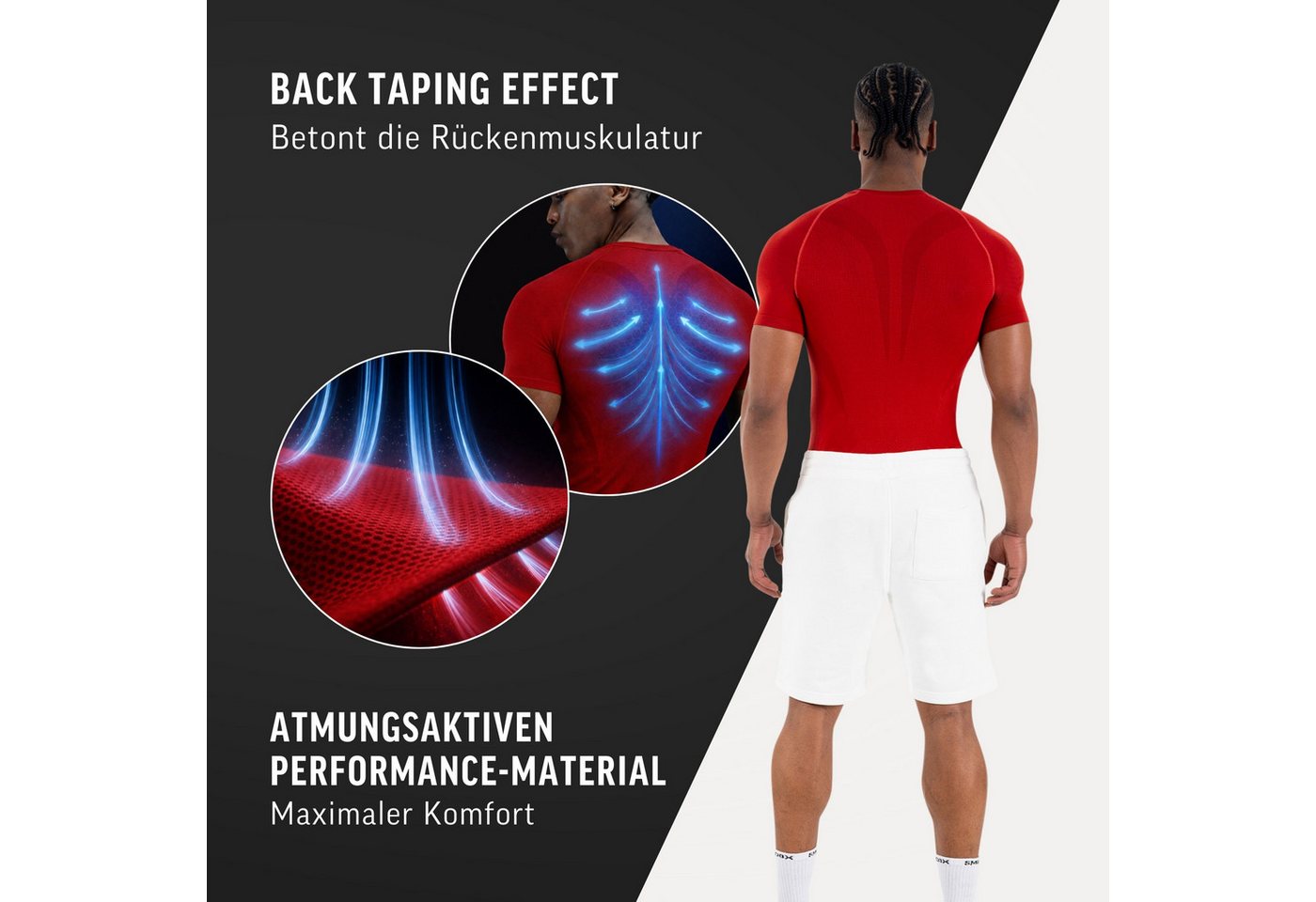 Smilodox T-Shirt Carnos, Compression Shirt Herren, Gymshirt, Seamless, Training Compression Fit, Seamless, atmungsaktiv, Body Mapping, Stretch – Bild 5 von 5