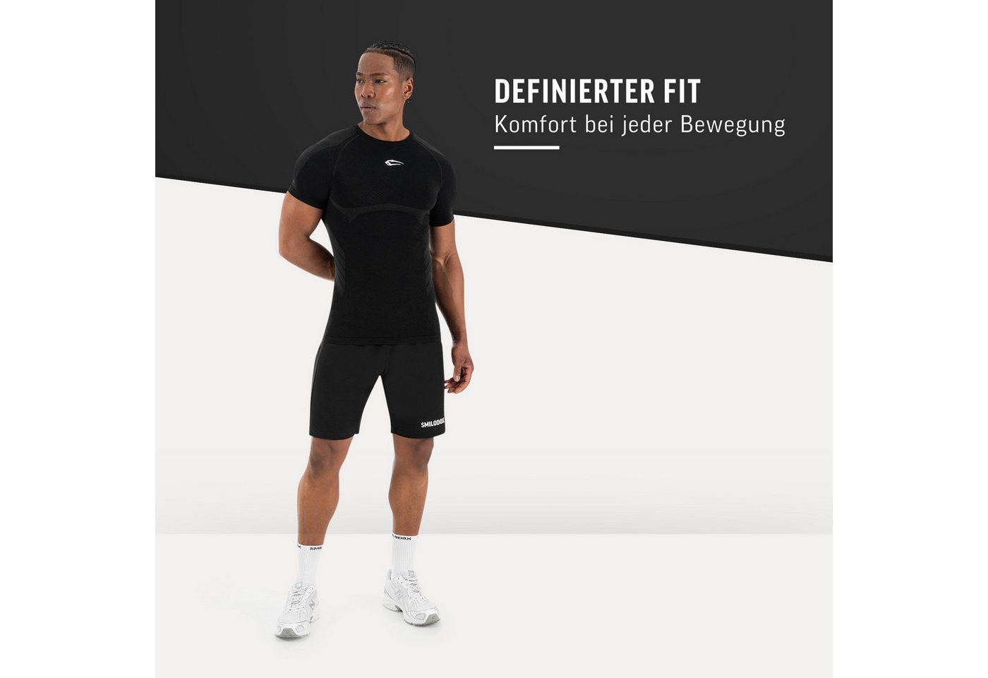 Smilodox T-Shirt Carnos, Compression Shirt Herren, Gymshirt, Seamless, Training Compression Fit, Seamless, atmungsaktiv, Body Mapping, Stretch – Bild 3 von 5
