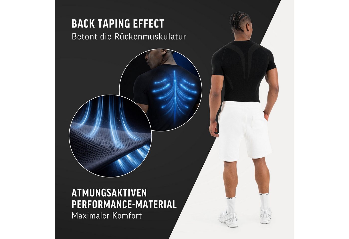 Smilodox T-Shirt Carnos, Compression Shirt Herren, Gymshirt, Seamless, Training Compression Fit, Seamless, atmungsaktiv, Body Mapping, Stretch – Bild 5 von 5