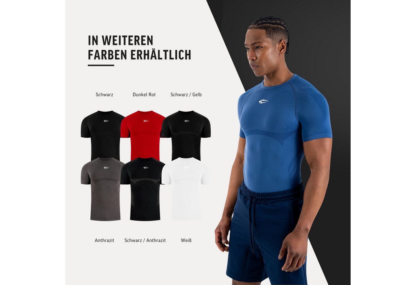 Smilodox T-Shirt Carnos, Compression Shirt Herren, Gymshirt, Seamless, Training Compression Fit, Seamless, atmungsaktiv, Body Mapping, Stretch – Bild 4 von 5