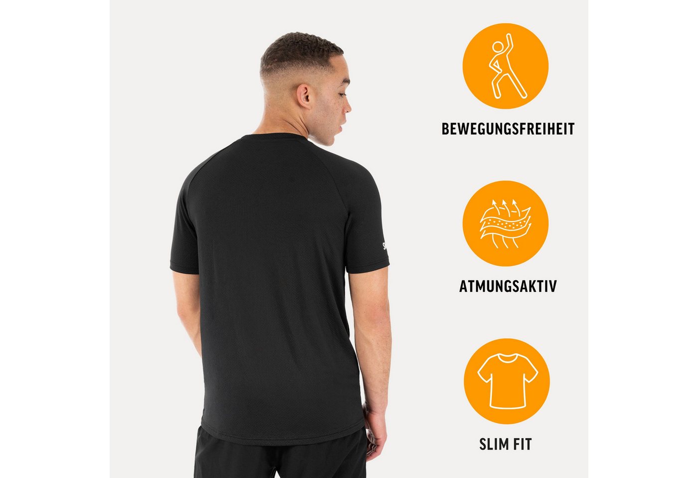 Smilodox T-Shirt Davren Herren, Slim Fit, Fitnessshirt, Raglan, Training, Sport Raglan, atmungsaktiv, Quick Dry, Stretch, Performance – Bild 2 von 5