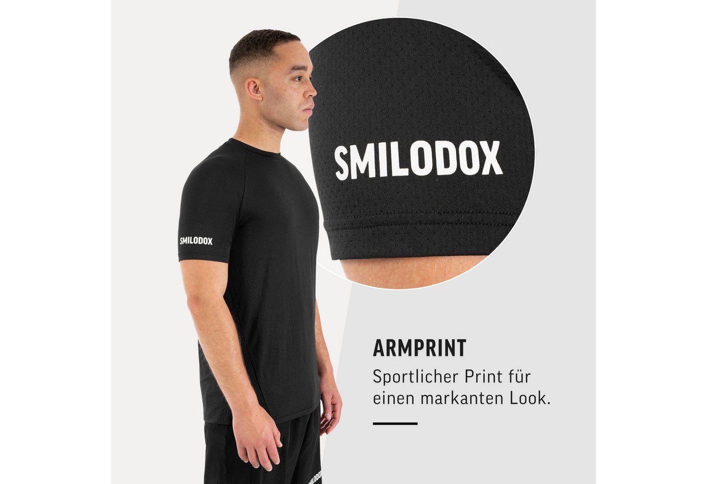 Smilodox T-Shirt Davren Herren, Slim Fit, Fitnessshirt, Raglan, Training, Sport Raglan, atmungsaktiv, Quick Dry, Stretch, Performance – Bild 5 von 5