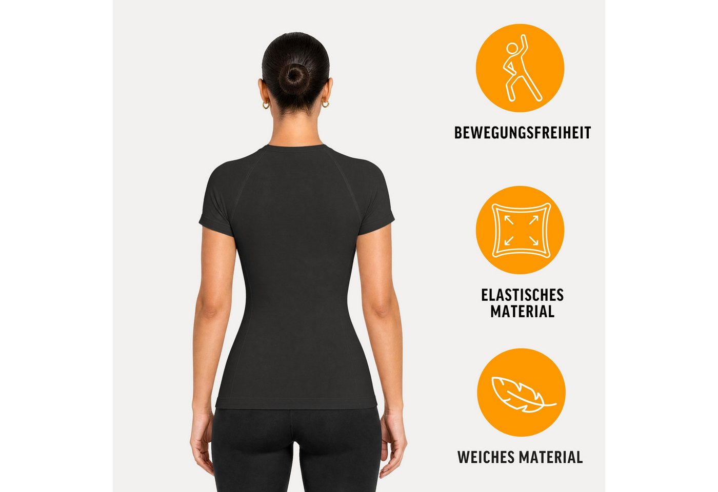 Smilodox T-Shirt Lyana, Damen Shirt, Shaped Fit, Rundhals, für Gym & Freizeit Stretch, weiches Material, Basic, Laufshirt – Bild 2 von 5