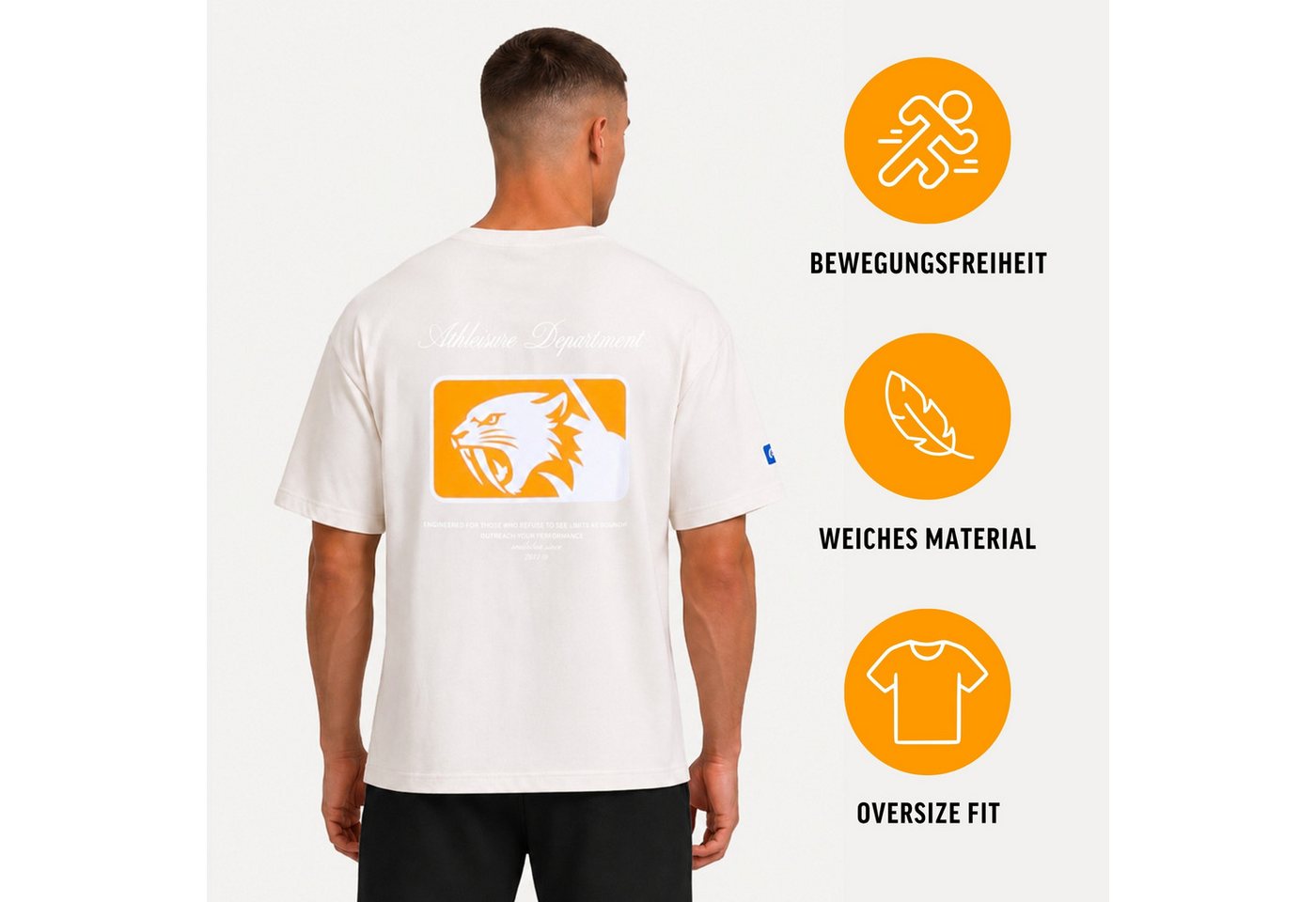 Smilodox T-Shirt Varendo, Oversize Shirt mit Backprint, aus Baumwolle, Streetwear & Gym Rundhals, 100% Baumwolle, weiches Material, für Training & Freizeit – Bild 2 von 5