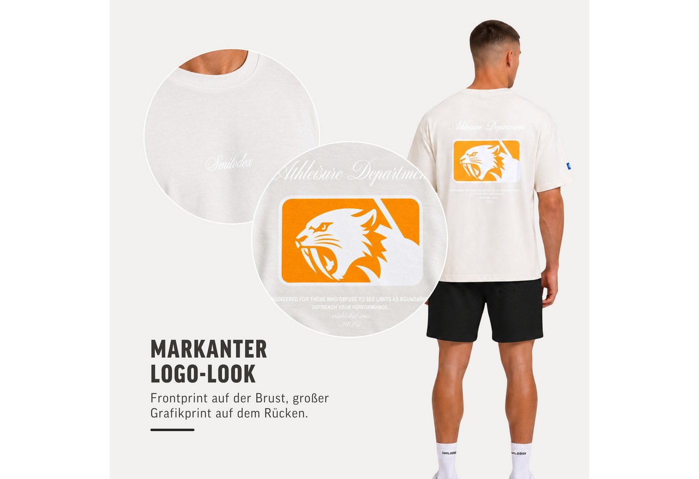 Smilodox T-Shirt Varendo, Oversize Shirt mit Backprint, aus Baumwolle, Streetwear & Gym Rundhals, 100% Baumwolle, weiches Material, für Training & Freizeit – Bild 5 von 5