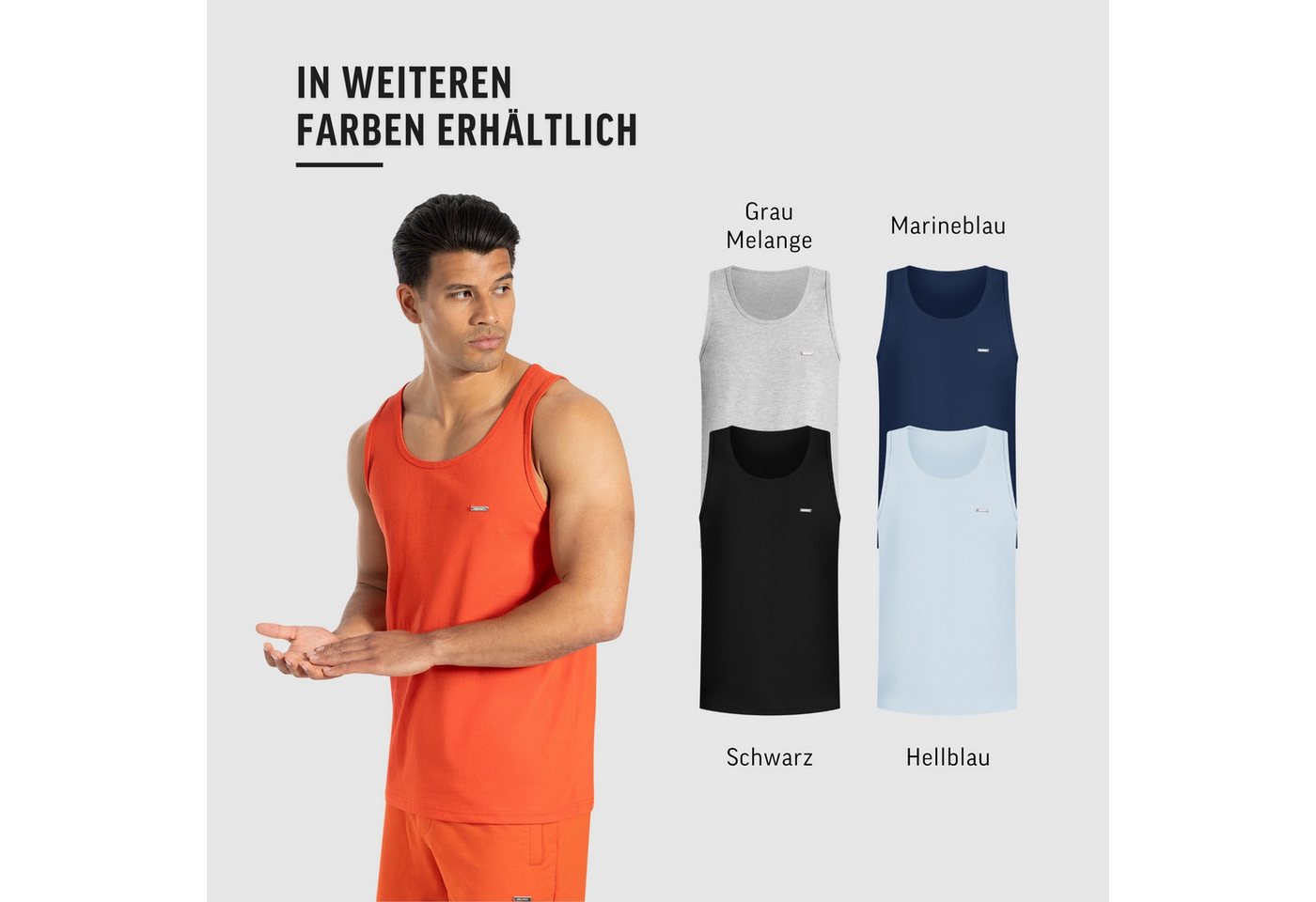 Smilodox Tanktop Arian, ärmelloses Muskelshirt mit Rundhals & Metall-Logo, Training Unterhemd classic Schnitt, Stringer weiches Material, Freizeit Sommer – Bild 4 von 5