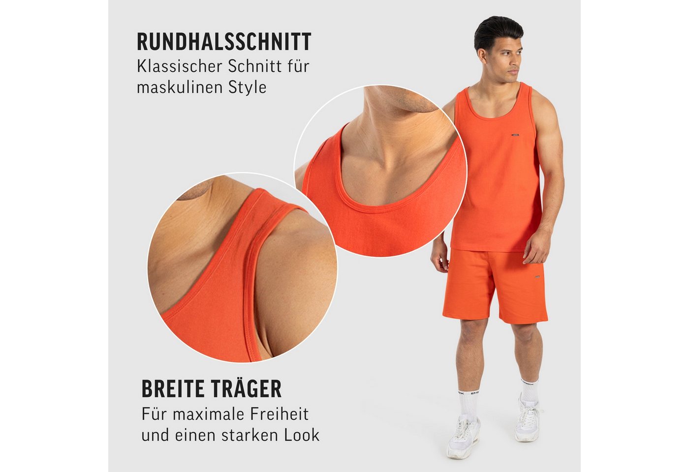 Smilodox Tanktop Arian, ärmelloses Muskelshirt mit Rundhals & Metall-Logo, Training Unterhemd classic Schnitt, Stringer weiches Material, Freizeit Sommer – Bild 5 von 5