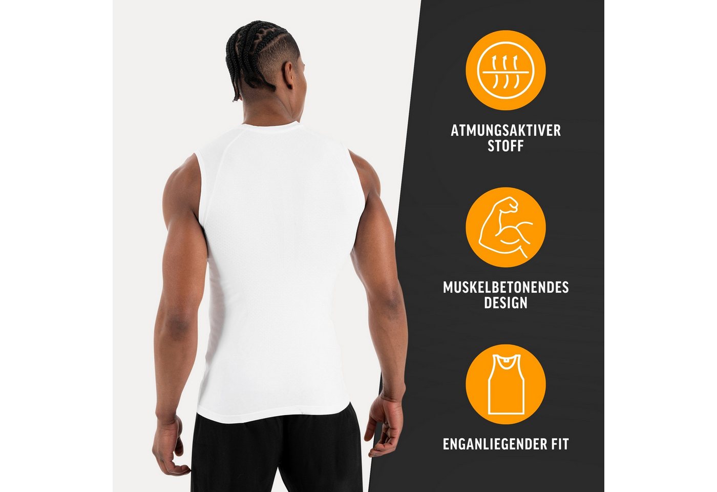 Smilodox Tanktop Carnos, Compression Tank Herren, Gym Shirt Seamless, Fitness Enganliegend, Seamless, Body-Mapping, atmungsaktiv, Stretch – Bild 2 von 5