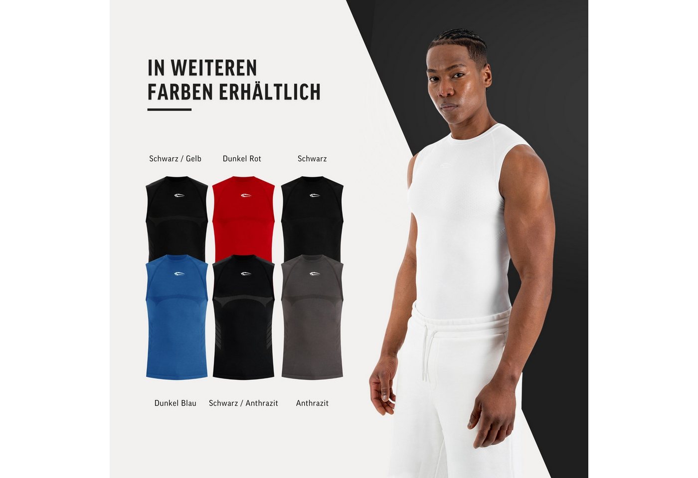 Smilodox Tanktop Carnos, Compression Tank Herren, Gym Shirt Seamless, Fitness Enganliegend, Seamless, Body-Mapping, atmungsaktiv, Stretch – Bild 4 von 5