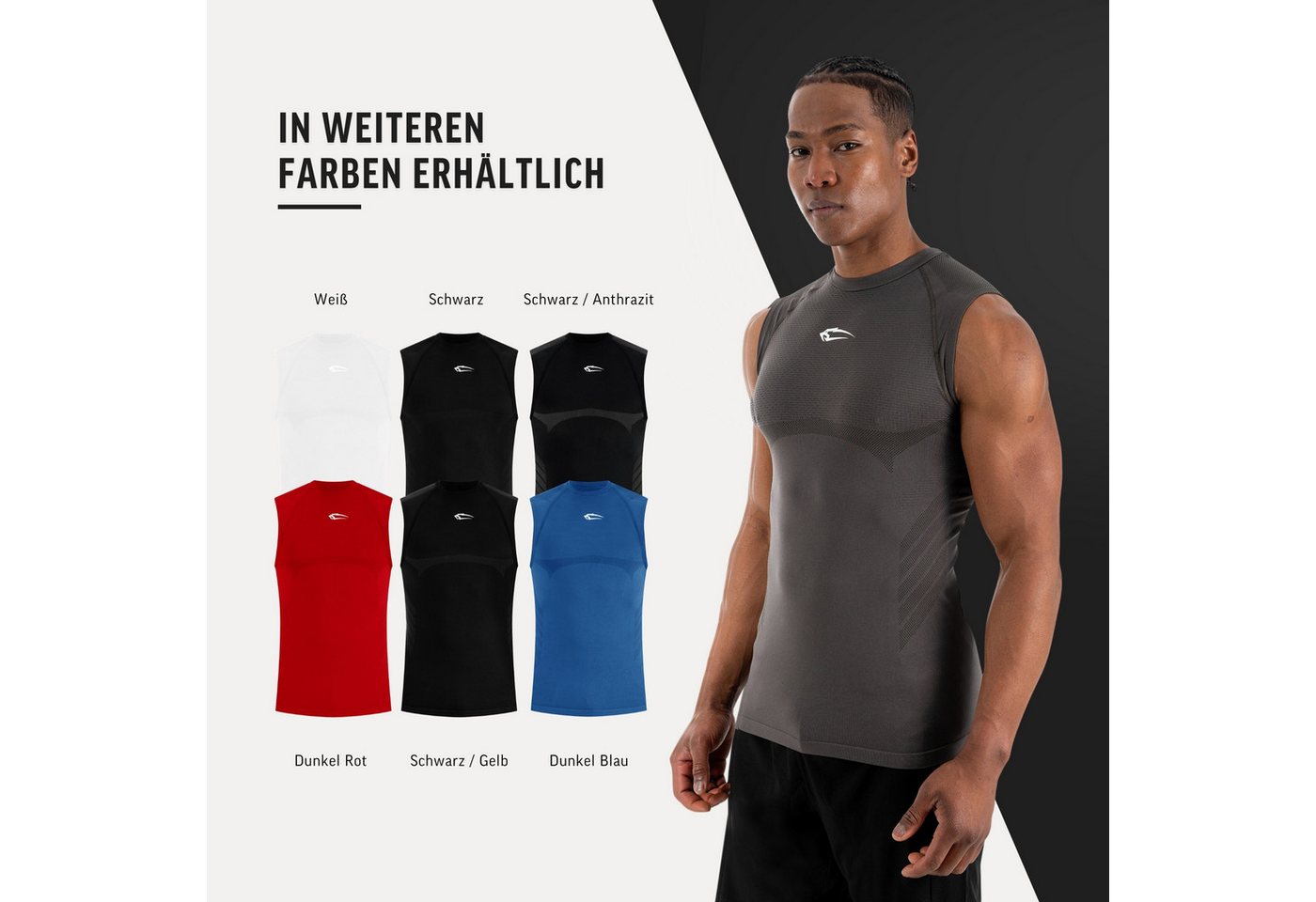 Smilodox Tanktop Carnos, Compression Tank Herren, Gym Shirt Seamless, Fitness Enganliegend, Seamless, Body-Mapping, atmungsaktiv, Stretch – Bild 4 von 5