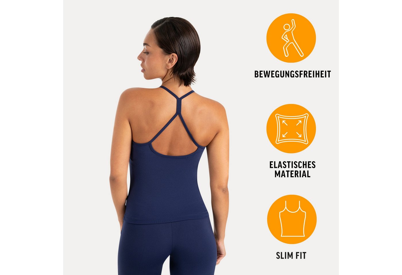 Smilodox Tanktop Lunara Damen, Sommertop, Slim Fit, mit Rundhals, für Gym & Alltag Stretch-Komfort, Elastisches Design, Körpernahe Passform, Gymwear – Bild 2 von 5