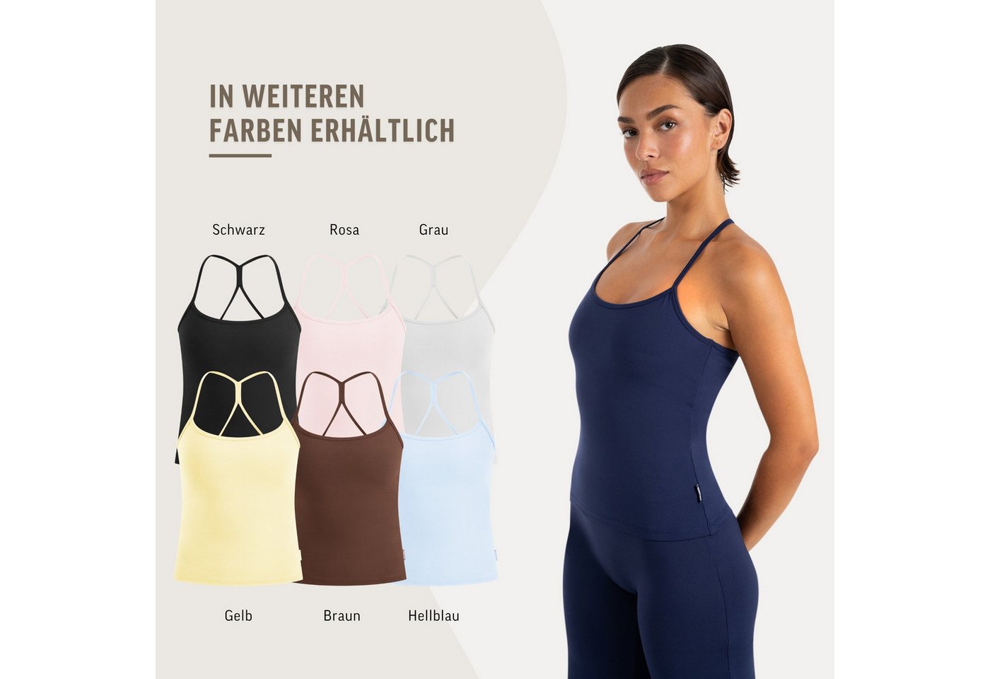 Smilodox Tanktop Lunara Damen, Sommertop, Slim Fit, mit Rundhals, für Gym & Alltag Stretch-Komfort, Elastisches Design, Körpernahe Passform, Gymwear – Bild 4 von 5